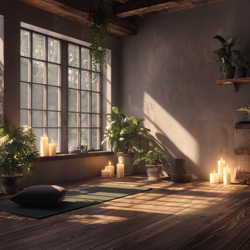 Жінка практикує йогу на світанку